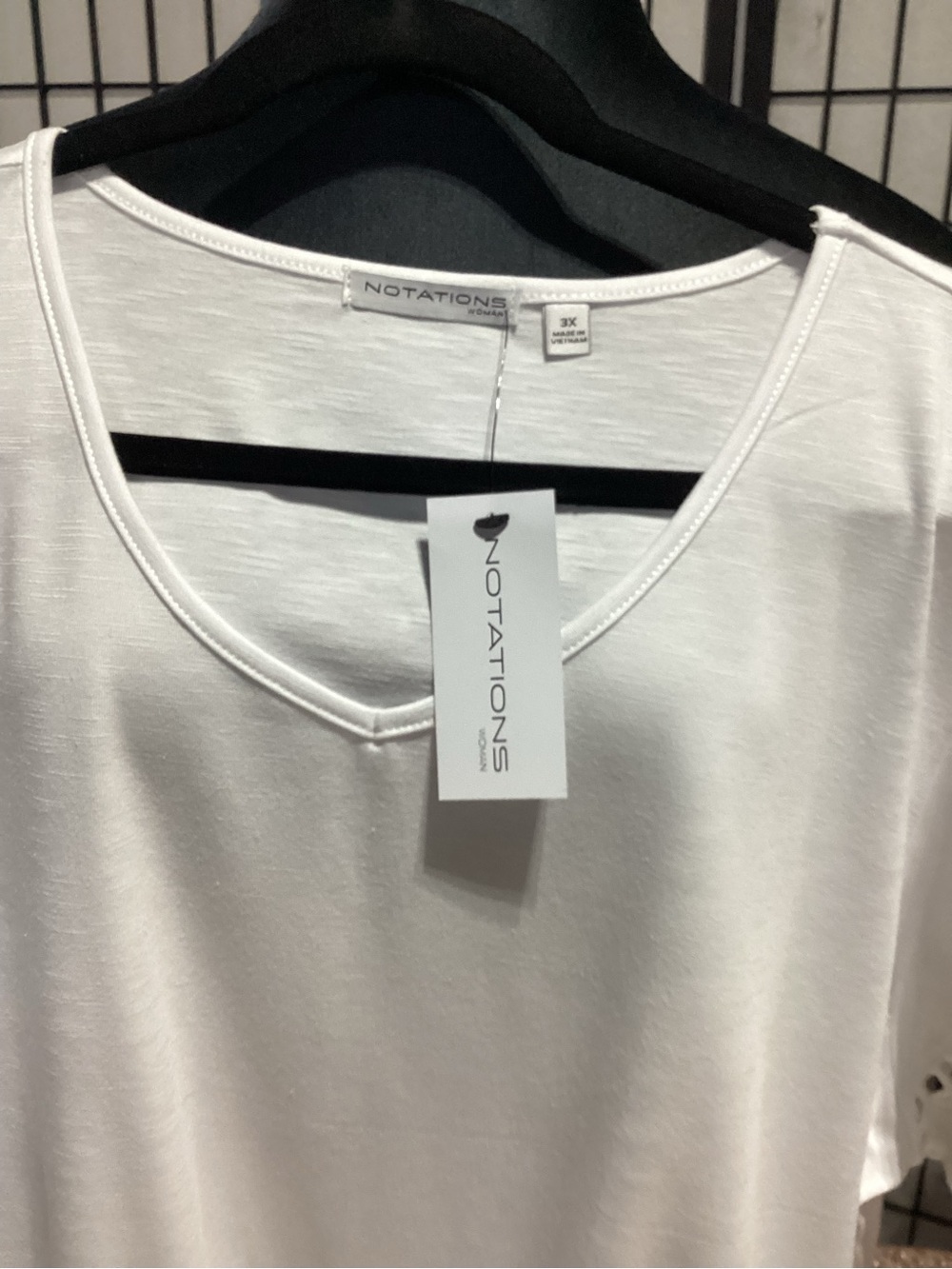 Notations White V-Neck Short Sleeve Tee